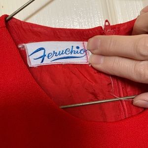Feruchio Vintage A line solid red dress